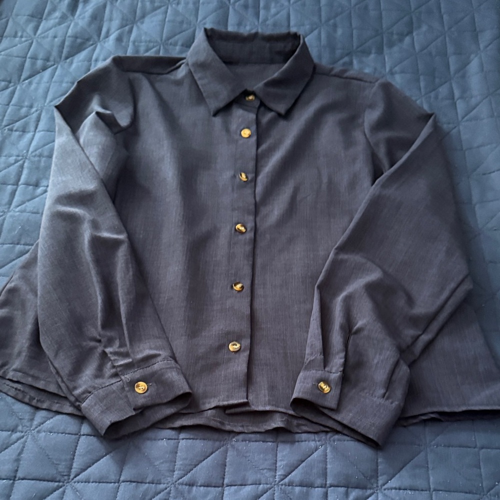SHEIN Deep Blue Button-Down Shirt - Picture 5 of 5